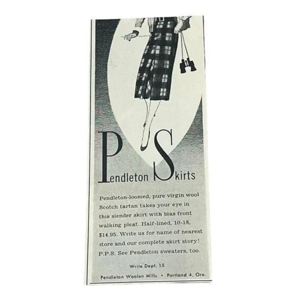 1954 Pendleton Skirts Portland Oregon Original Vintage Print Ad